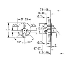 MONOMANDO BAÑO-DUCHA EMPOTRADO BAULOOP GROHE